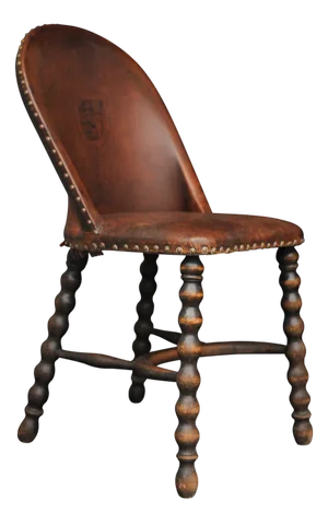 Antique English Victorian Mahogany and Leather Bobbin Chair