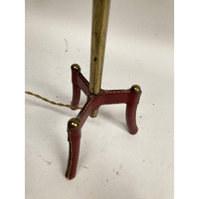 Jacques Adnet 1950s Leather and Brass Table Lamp Designer: Jacques Adnet For Sale - Image 4 of 6