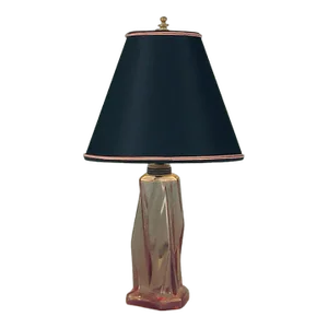 Vintage Modernist Art Deco Kopp Industries Pink Glass Lamp With Custom Shade