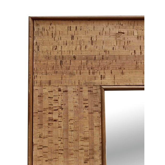 Mid-Century Modern Square Cork Wall Mirror, Italy, 1970s For Sale - Image 3 of 7