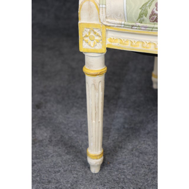 French Louis XVI Style Paint Decorated Settee For Sale - Image 4 of 13