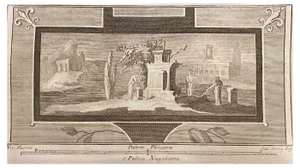 Carlo Oraty, Roman Temple Fresco, Etching, 18th Century
