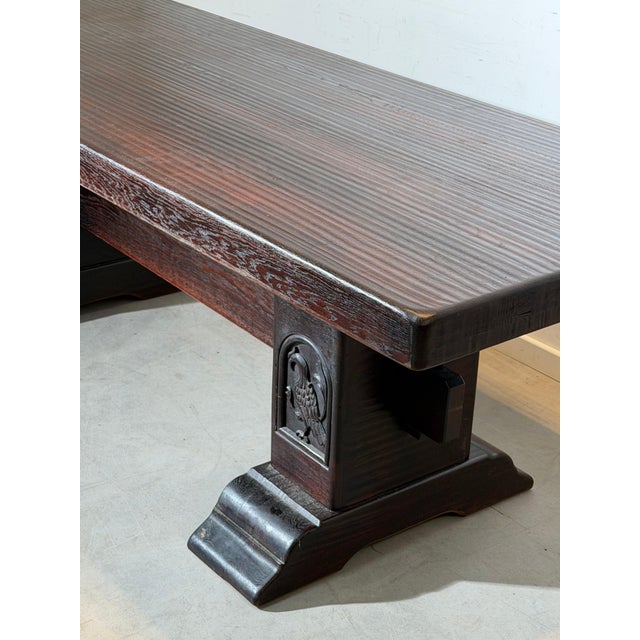 Antique Oak Dining Table with Carved Pedestal Base For Sale - Image 4 of 10