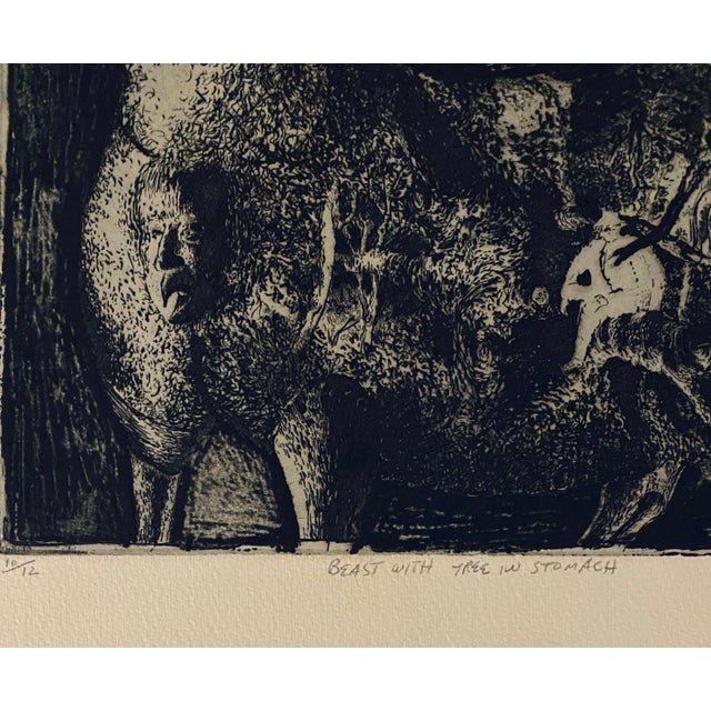 American Robert A. Birmelin, Beast With Tree In Stomach, American Modernist Abstract Etching For Sale - Image 3 of 6