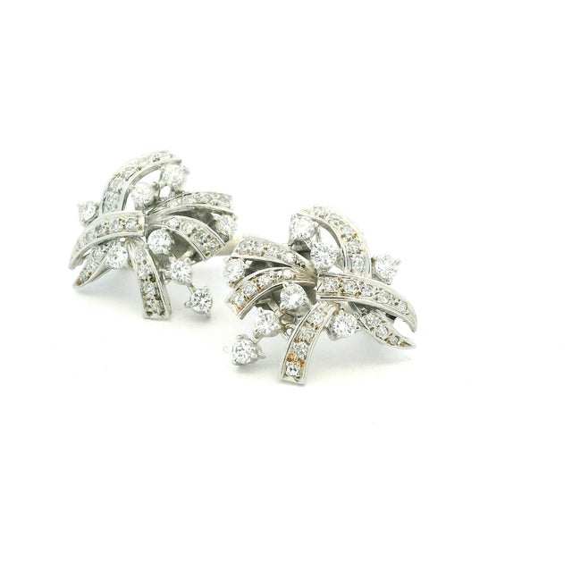 Art Deco Platinum and 3.00 Carat Diamond Spray Earrings, Pair For Sale - Image 12 of 13