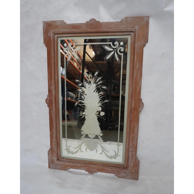 19th Century French Etched Glass Mirror from Melissa Levinson 19th-century French wood-framed mirror with etched glass...