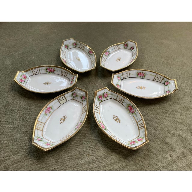 Antique Handpainted Nippon Porcelain Salt Cellars, Set of Six For Sale - Image 11 of 17