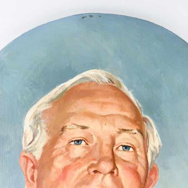 Vintage Original Oil Painting Older Man Suit Tie Portrait Elmo Al Brule For Sale - Image 9 of 9