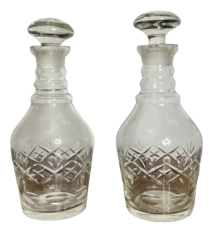 Antique Victorian Cut Glass Decanters, 1880, Set of 2