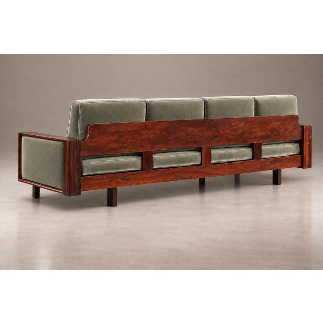 Brazilian Modern Rosewood Sofa in Celadon Mohair by Celina, Brazil, 1960s For Sale - Image 11 of 18