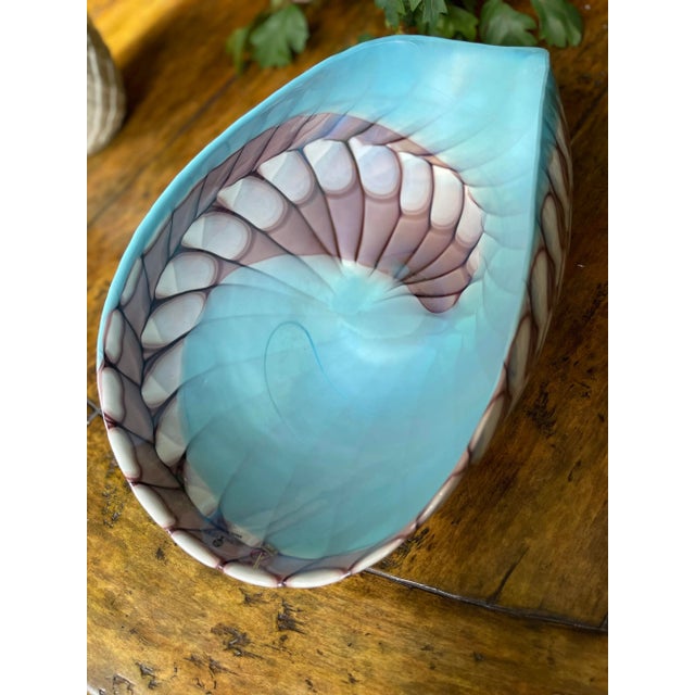 Turquoise 21st Century Global Views Murano Nautilus Centerpiece Bowl For Sale - Image 8 of 8