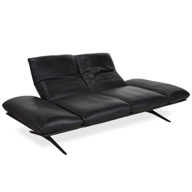 Animal Skin Francis Leather Two-Seater Black Manual Function Sofa from Koinor For Sale - Image 7 of 18