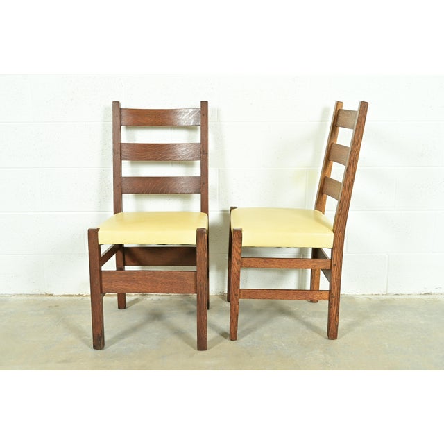 Gustav Stickley Antique Mission Oak Arts & Crafts Ladder Back Dining Chairs, Set of Six For Sale - Image 10 of 13