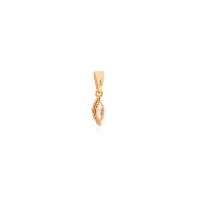 Metal Marquise Cut Certified Diamond Solitaire Pendant in 14k Yellow Gold For Sale - Image 7 of 13