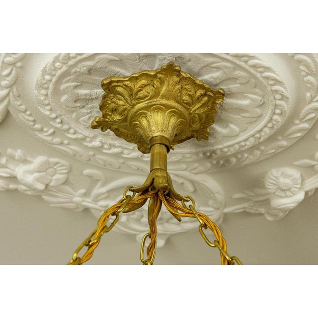 Metal Empire French Red and White Glass and Bronze Chandelier, 1925 For Sale - Image 7 of 18