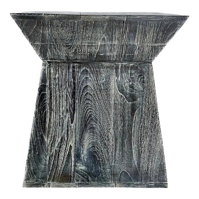 Black & White Cerused Pyramid Side Table For Sale
