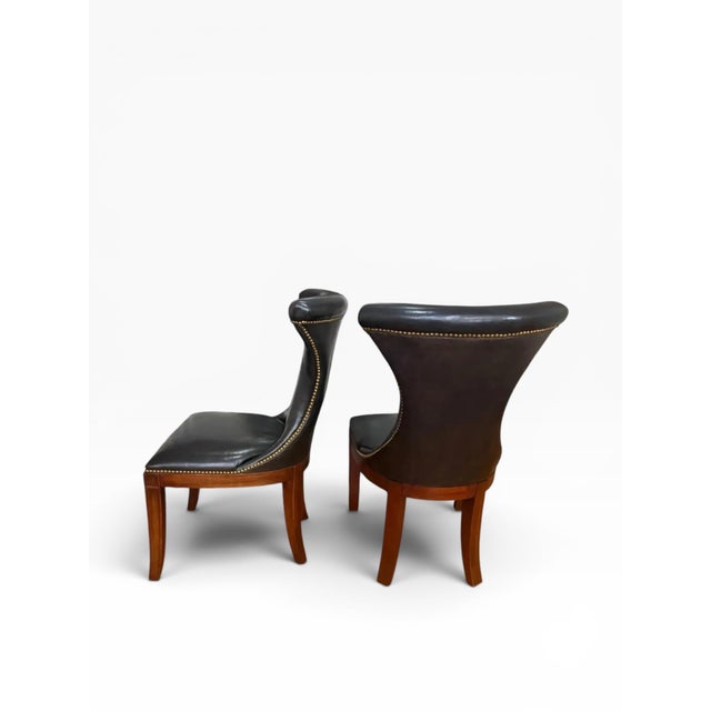 2000 - 2009 Polo Ralph Lauren for Henredon "Highgate" Leather Dining Chairs- Set of 4 For Sale - Image 5 of 14