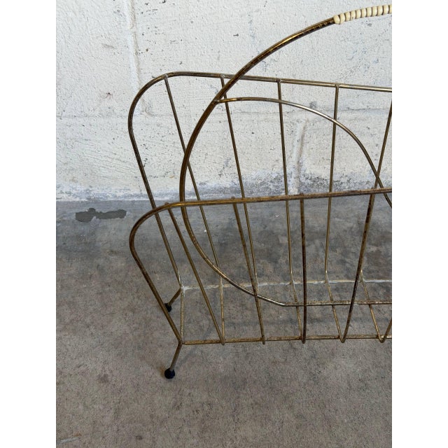 Brass Wire Metal Magazine Holder Mid-Century Modern Vintage For Sale In Los Angeles - Image 6 of 10