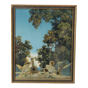 Early 20th Century Maxfield Parrish Arts & Crafts Framed 'The Lute Players' Print