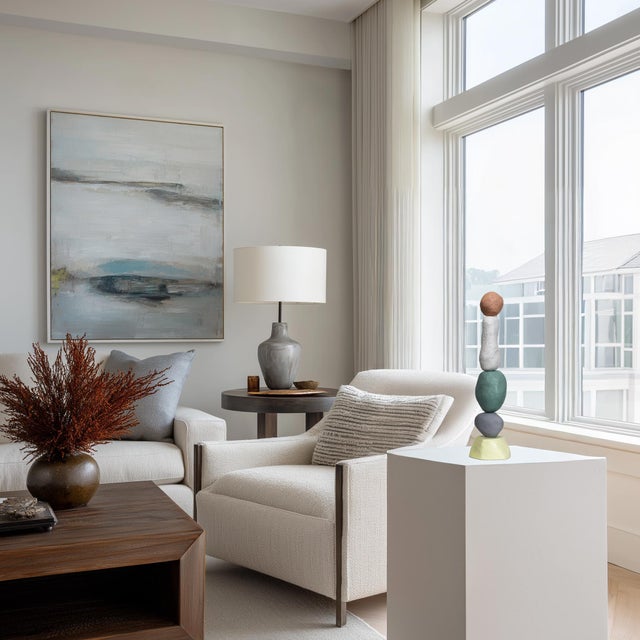 Copper Palm Springs Totem 1 - Modern Unique Muted Tone Abstract Playful Resin Sculpture Original Artwork by Nayla Saroufim For Sale - Image 8 of 9