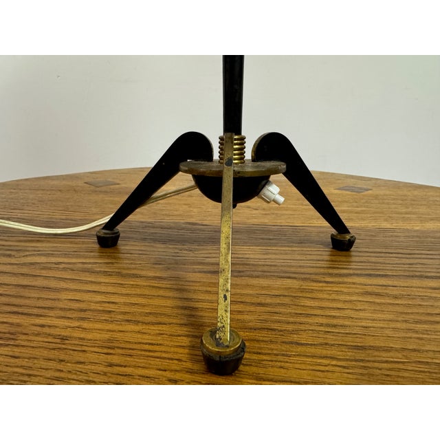 Vintage French Tripod Table Lamp in Brass and Metal, 1960s For Sale - Image 6 of 11
