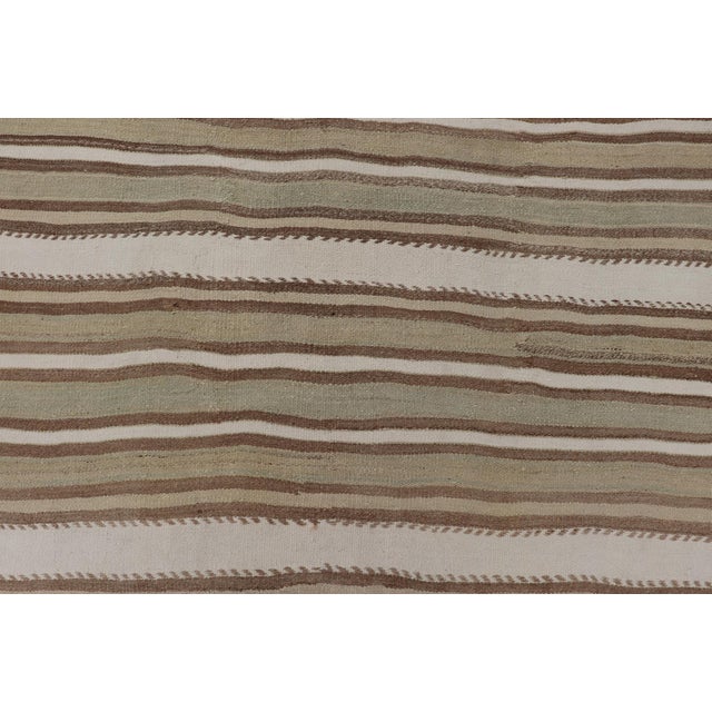 Tribal Doris Leslie Blau Taupe with Beige Vintage Striped Taupe And Beige Rug For Sale - Image 3 of 11