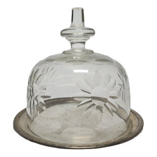 Art Nouveau Bowl with Crystal Cake Cover, Germany, 1920s, Set of 2 For Sale