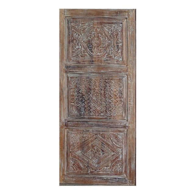 Antique Carved Wood Statement Entry Door – Hinged or Sliding Barn Door 80x36 For Sale