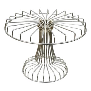 Vintage Mid Century Modern Chrome Metal Wire Pedestal Pastry Cake Stand For Sale