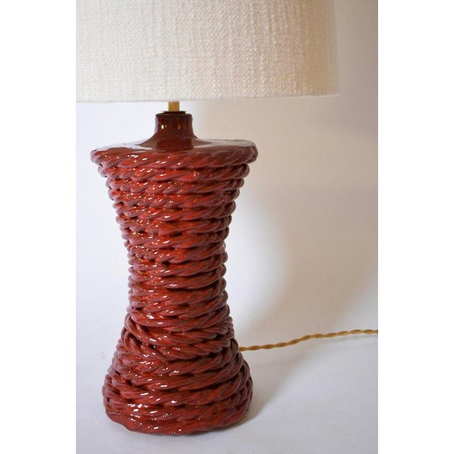 "Kasaï" Rope red ceramic lamp 32cm, Barracuda Edition. Height: 32 cm - 12.6 in Diameter: 16 cm - 6.3 in Seating height: 62...