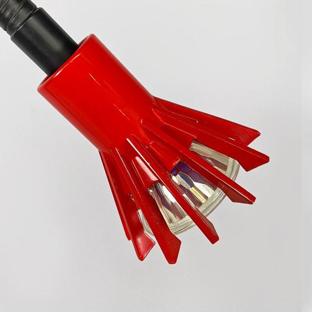 Metal Italian Modern Black and Red Metal Adjustable Floor Lamp attributed to Tronconi, 1980s For Sale - Image 7 of 16