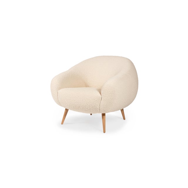 Contemporary Niemeyer Chair in Boucle and Oak by InsidherLand For Sale - Image 3 of 18