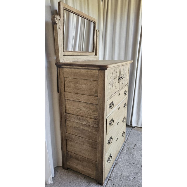 Farmhouse Antique Wooden Chiffonier Chest With Attach Mirror Frame. Circa 1920's For Sale - Image 3 of 18