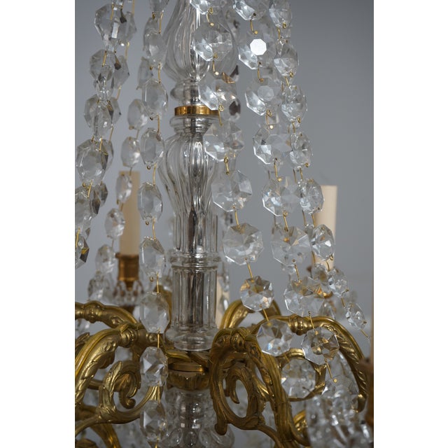 1980s French Style Crystal & Brass 12 Arm Chandelier For Sale In Philadelphia - Image 6 of 12