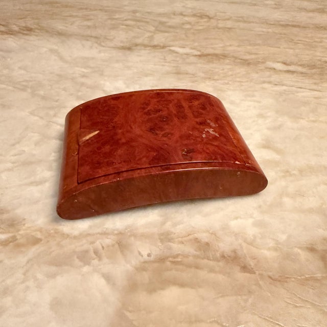 Wood Collectible Vintage Antique Small Wooden Box Burlwood Cigarette Jewelry For Sale - Image 7 of 10
