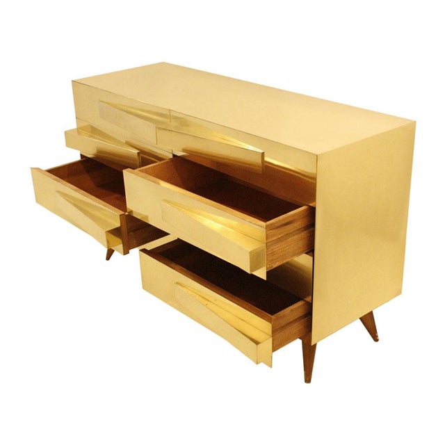 Mid-Century Modern Italian Oak and Brass Sideboards, 2000s, Set of 2 For Sale - Image 3 of 15