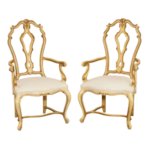 Karges Country French Style Painted Armchairs - A Pair