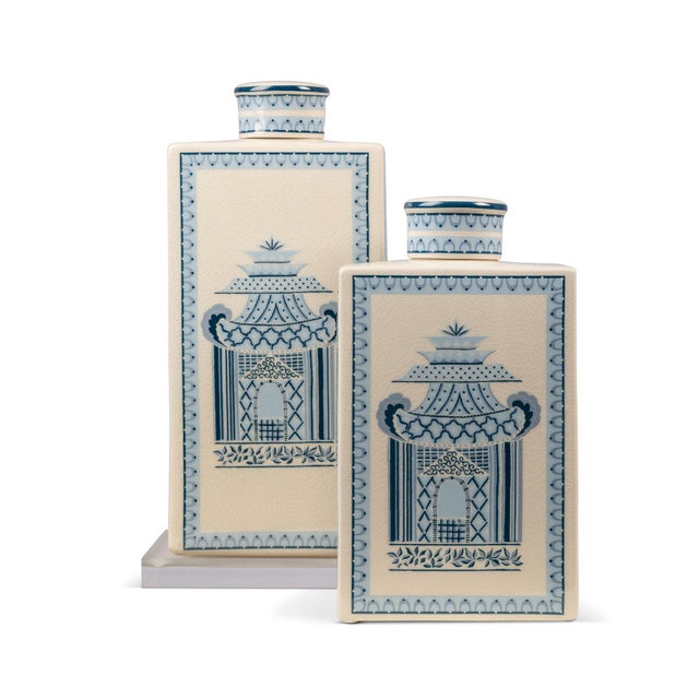 2020s Winterthur for Port 68 Pagoda Garden Blue Medium Jar For Sale - Image 5 of 6