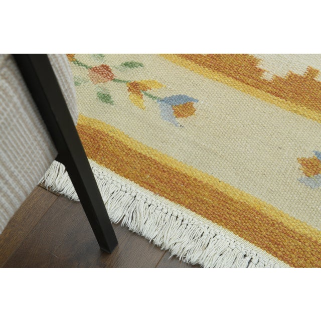 1970s Vintage Turkish Oushak Handmade Wool Cotton Cream Area Rug For Sale - Image 10 of 12