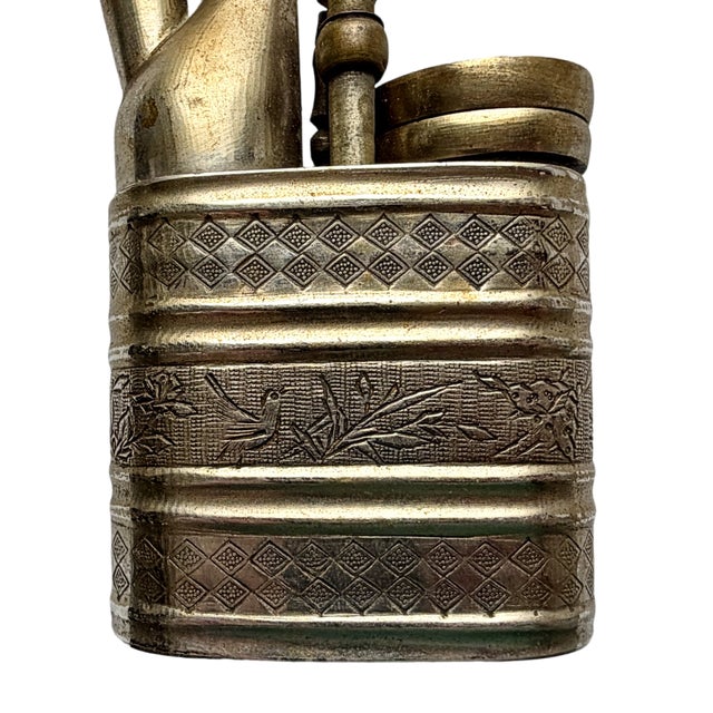 Antique 19th Century Chinese Qing Dynasty Engraved Brass Water Pipe This exceptional 19th-century Chinese Qing Dynasty...