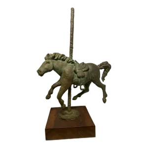 Late 20th Century Vintage Bronze Carousel Horse Sculpture