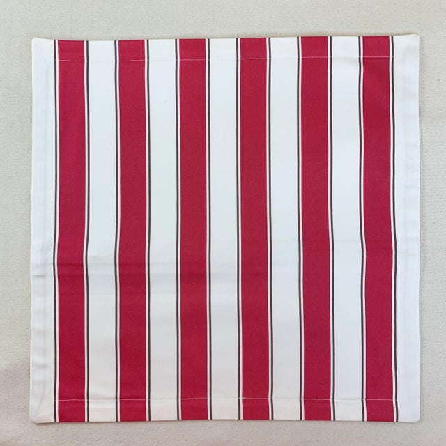 Contemporary Designer Vicki Payne Free Spirit Ivory-White Brown Pink Awning Cabana Contemporary Stripe 21" Pillow Covers- Pair For Sale - Image 3 of 7