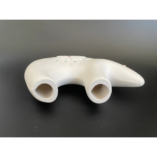 Late 20th Century Acoma Pottery Whiteware Etched & Cut Out Spirit Bear by Elliott & Zelda Garcia For Sale In Las Vegas - Image 6 of 13