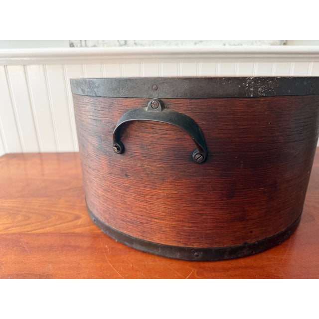 Large Antique New England Wooden Dry Measure by Daniel Cragin, Wilton, New Hampshire – Primitive Grain Measure With Forged Iron Handles For Sale - Image 12 of 16