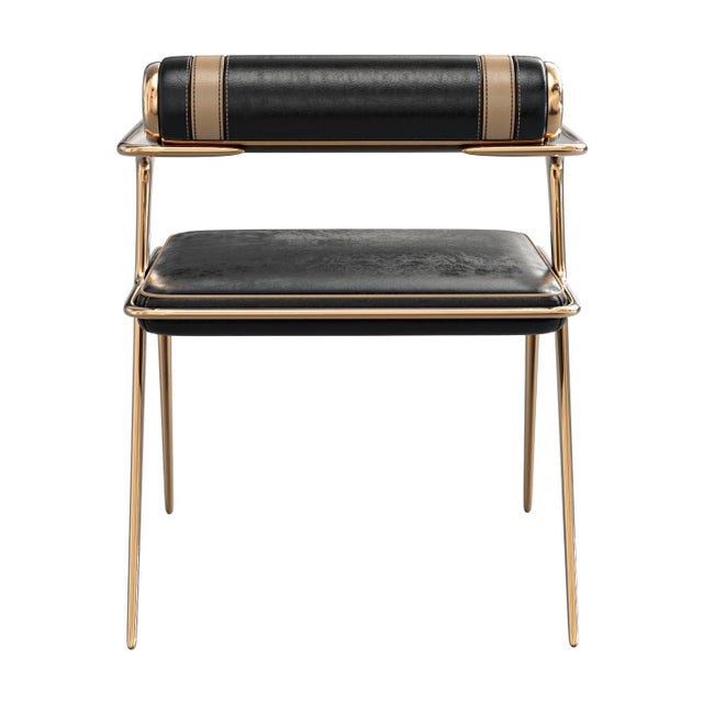 Not Yet Made - Made To Order "Sfida" Chair, With Bronze and Tailor Made Leather For Sale - Image 5 of 8