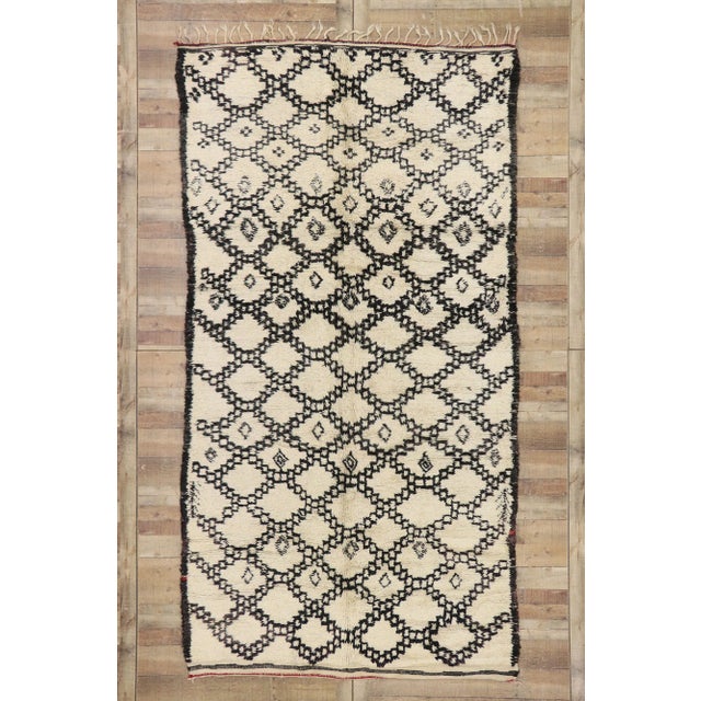 Beige Vintage Berber Beni Ourain Moroccan Rug - 06'02 X 11'05 For Sale - Image 8 of 9