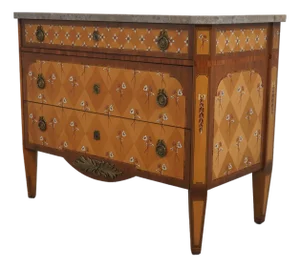 Ej Victor Italian Neoclassical Paint Decorated Satinwood Chest