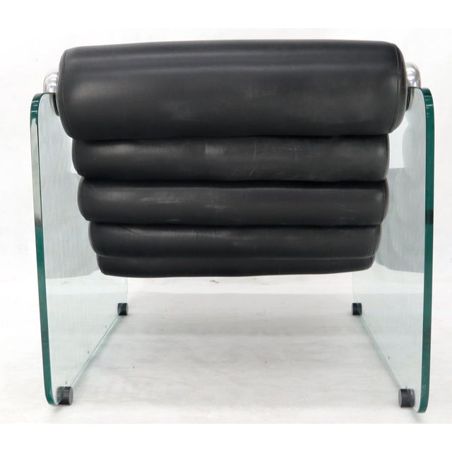 Fabio Lenci Hyaline Adjustable MCM Lounge Chair Glass Black Leather 1970s MINT! For Sale - Image 14 of 14