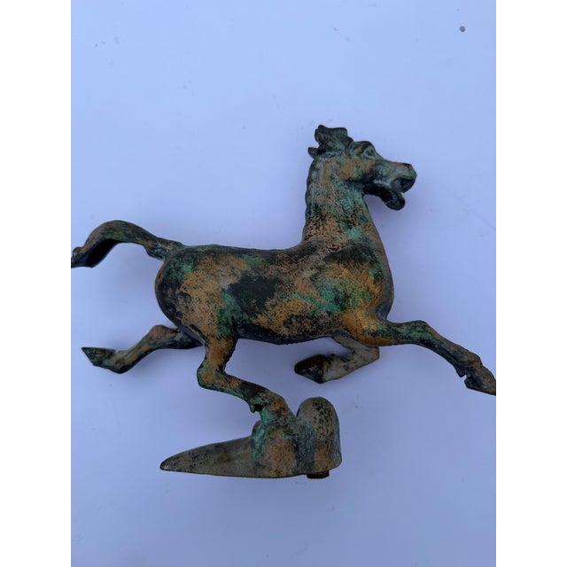 Vintage Han Dynasty Style "Flying Horse of Gansu" Heavy Cast Metal Statue For Sale - Image 11 of 12