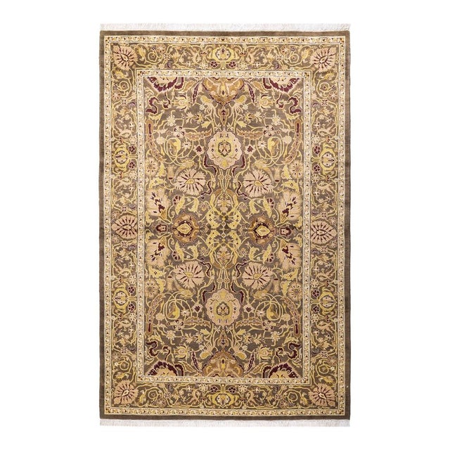 Green Mogul, One-of-a-Kind Hand-Knotted Area Rug in Green, 4' 7" x 7' 2" For Sale - Image 8 of 8